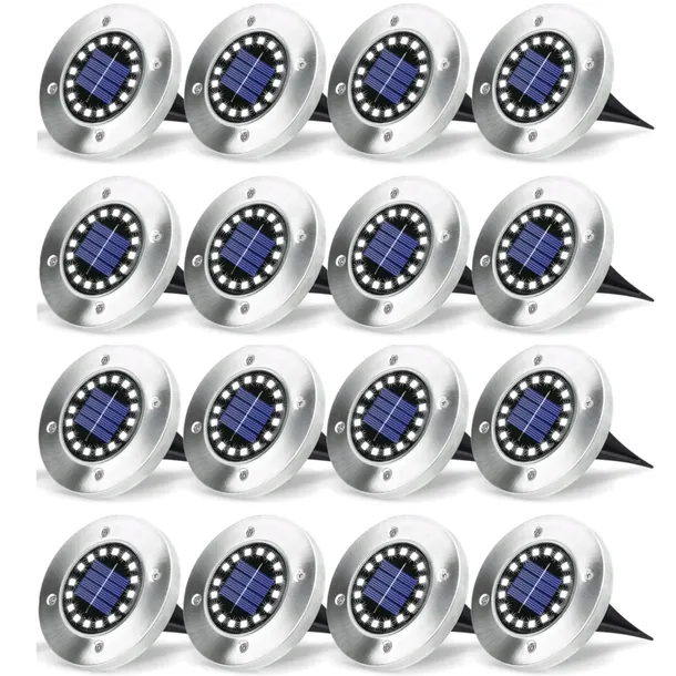 16x LAMPA SOLARNA LED OGRODOWA NAJAZDOWA GRUNTOWA DYSKI MOCNE LAMPY 16 LED