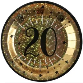 talerzyki-papierowe-20-urodziny-zlote-holo-23-cm-10-szt-urodzinowe-zloty
