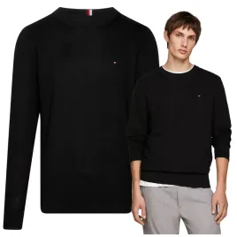 tommy-hilfiger-sweter-meski-czarny-bawelna-okragly-dekolt-klasyczny-r-xxl