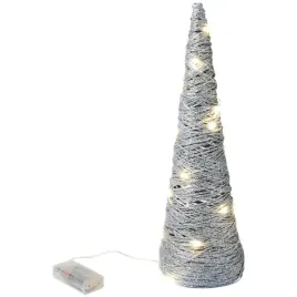 srebrna-choinka-stozek-led-lampka-brokatowa-38cm