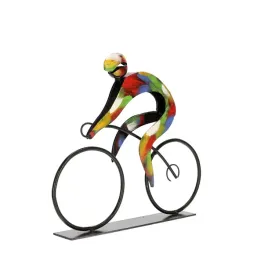 rzezba-figurka-metalowa-kolarz-kolorowa