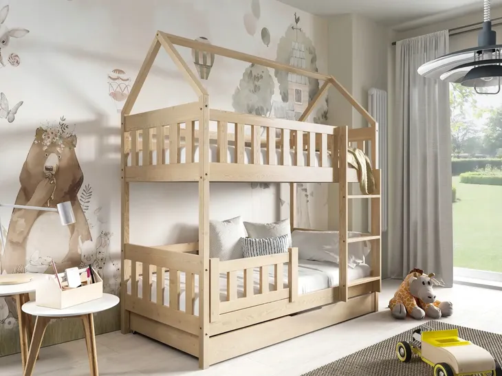 Łóżko piętrowe DOMEK ZUZIA 160x80 z materacami