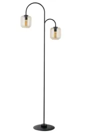 lampa-podlogowa-minimalistyczna-czarna-dwa-szklane-bursztynowe-klosze-sigma