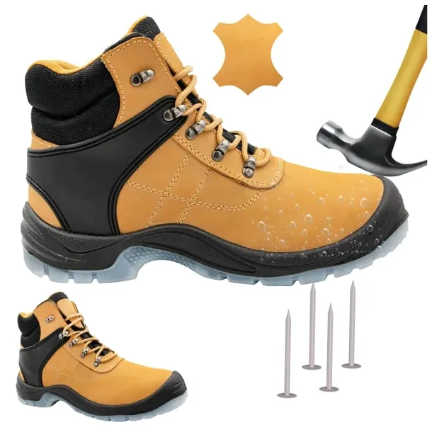 Buty robocze męskie Trzewiki skórzane sportowe Wodoodporne z Noskiem S3 42