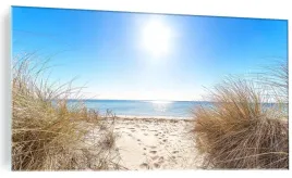 obraz-na-szkle-morze-suche-trawy-slonce-wakacje-szklany-120x60cm