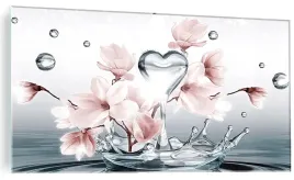 obraz-szklany-kwiaty-3d-krople-wody-obraz-na-szkle-120x60cm