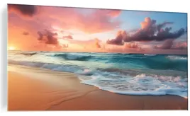 obraz-na-szkle-zacgod-slonca-rozowe-niebo-morze-fale-szklany-120x60cm
