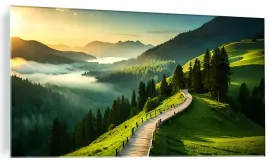 obraz-na-szkle-panorama-gor-mgla-drozka-szklany-do-kuchni-120x60cm