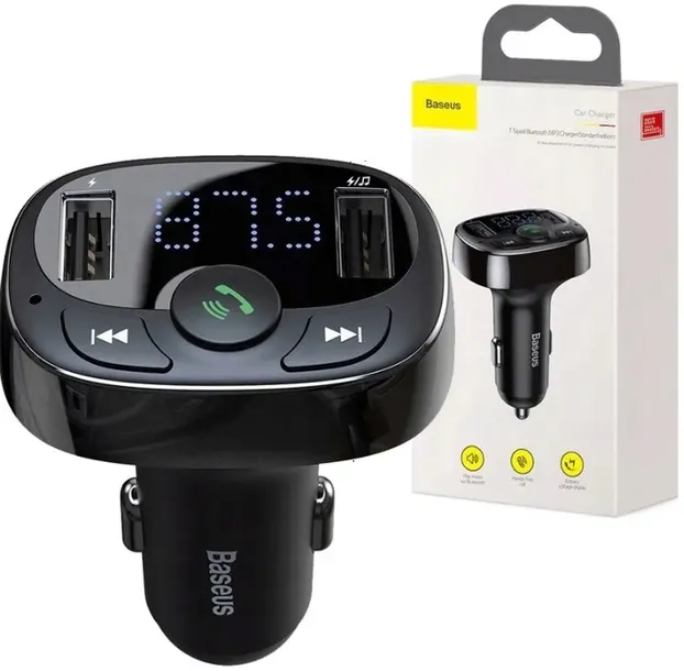 baseus-transmiter-ladowarka-2xusb-fm-bluetooth-czytnik-kart-micro-sd-mp3-stan-nowy-marka-baseus