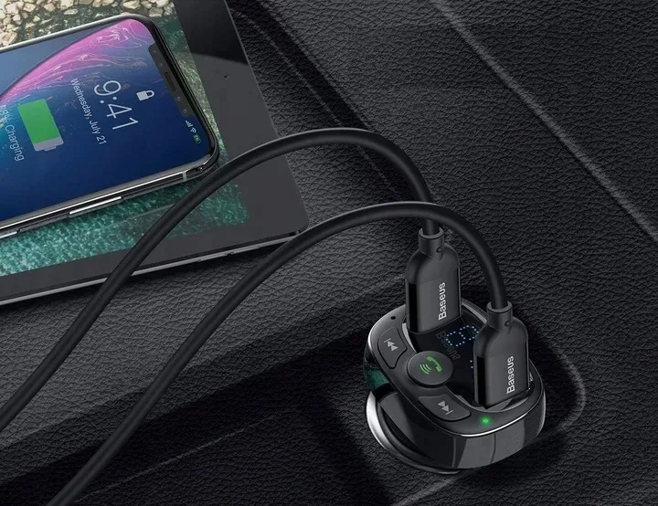 baseus-transmiter-ladowarka-2xusb-fm-bluetooth-czytnik-kart-micro-sd-mp3-stan-nowy-stan-opakowania-oryginalne