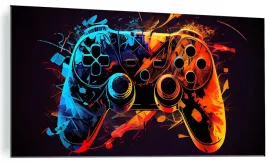 obraz-na-szkle-game-gamer-pad-gracz-konsola-szklany-do-pokoju-120x60cm