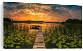 obraz-na-szkle-zachod-slonca-staw-pomost-szklany-do-sypialni-120x60cm