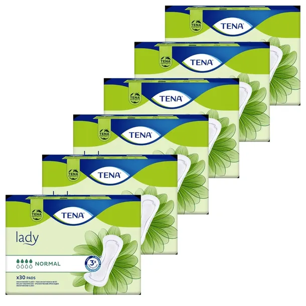 6x30szt TENA LADY NORMAL podpaski wkładki chłonne potrójna ochrona Kobiet