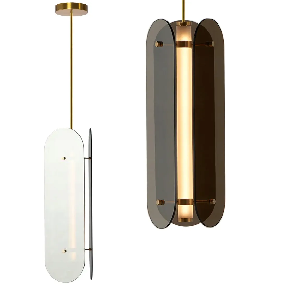 lampa-sufitowa-wiszaca-szklana-dluga-loft-czarna-dymiona-industrial-talerze-stan-nowy