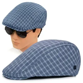 kaszkiet-meski-bawelniany-na-lato-czapka-w-kratke-granatowy-pako-jeans