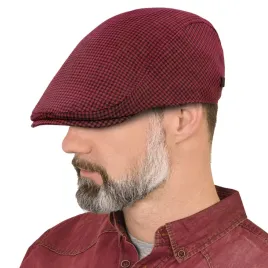 kaszkiet-meski-bawelniany-na-lato-czapka-w-krateczke-bordowy-pako-jeans