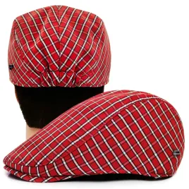 kaszkiet-meski-bawelniany-na-lato-czapka-w-krate-cienki-czerwony-pako-jeans