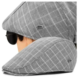 kaszkiet-meski-bawelniany-na-lato-czapka-w-kratke-szary-pako-jeans