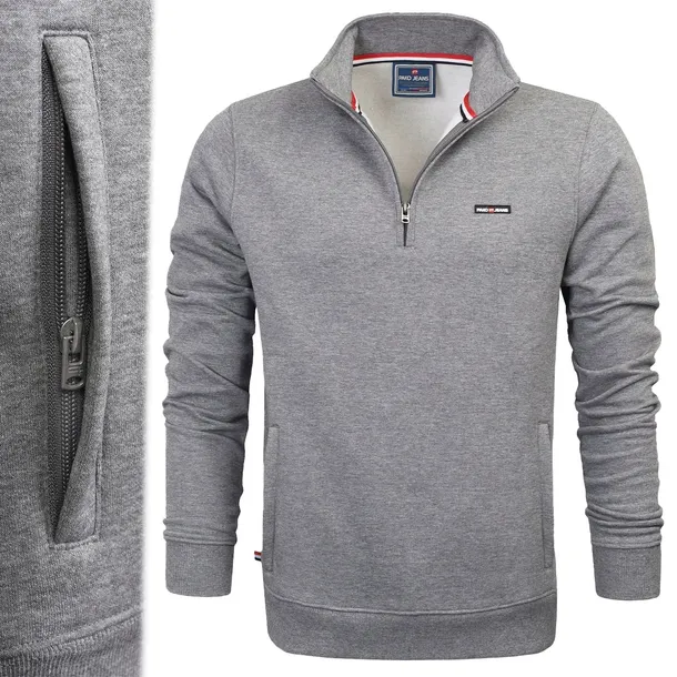BLUZA Męska Bez Kaptura z Zamkiem Bawełniana Ciepła SZARA XXXL Pako Jeans