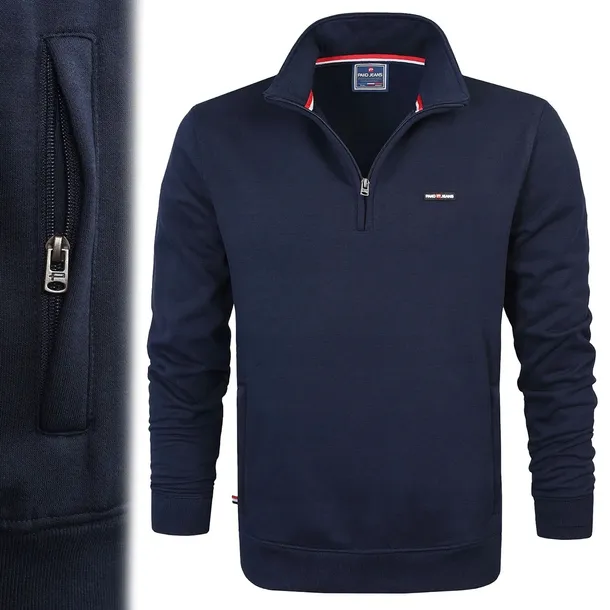 BLUZA Męska Bez Kaptura z Zamkiem Bawełniana Ciepła GRANAT XXXL Pako Jeans