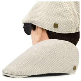 kaszkiet-meski-bawelniany-na-lato-czapka-w-krateczke-bezowy-pako-jeans