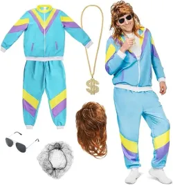 stroj-przebranie-disco-lata-80-90-dres-peruka-lancuch-retro-vokuhil-kostium