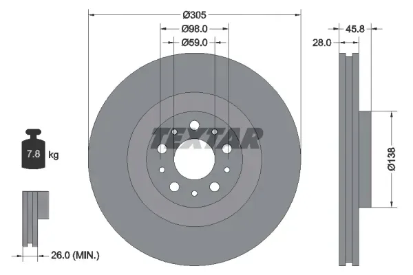 tarcze-klocki-textar-przod-opel-combo-d-305mm