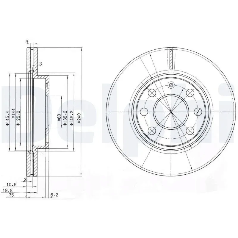 delphi-tarcza-przod-opel-corsa-b-c-240mm