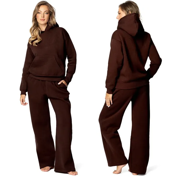 Dkaren DK-K-B9 czekoladowy Komplet bawełna brązowy XL DRES bluza + spodnie