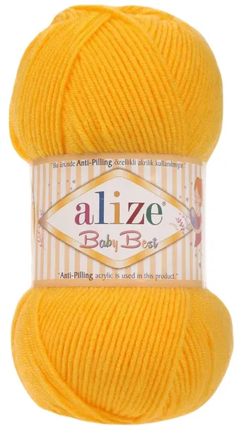 Włóczka Alize Baby Best - 216 ŻÓŁTY - 100g 10% Bambus 90% Akryl