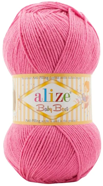 Włóczka Alize Baby Best - 157 OSTRY RÓŻOWY - 100g 10% Bambus 90% Akryl