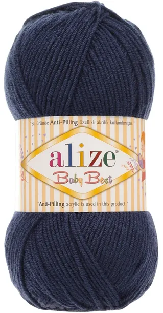 Włóczka Alize Baby Best - 58 CIEMNY GRANATOWY - 100g 10% Bambus 90% Akryl