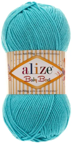 Włóczka Alize Baby Best - 287 TURKUSOWY - 100g 10% Bambus 90% Akryl