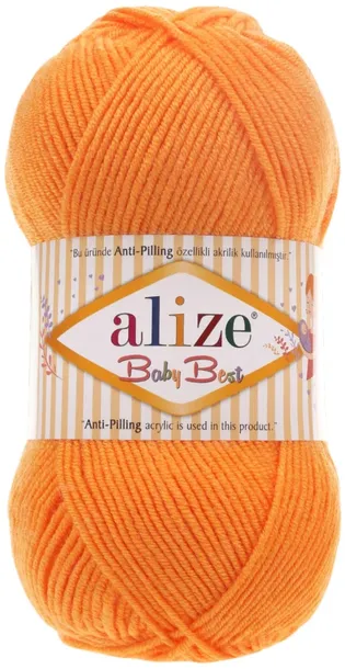 Włóczka Alize Baby Best - 336 POMARAŃCZOWY - 100g 10% Bambus 90% Akryl
