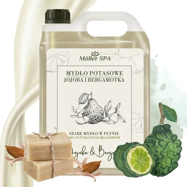 Möller SPA NATURALNE SZARE MYDŁO POTASOWE JOJOBA I BERGAMOTKA W PŁYNIE 5L