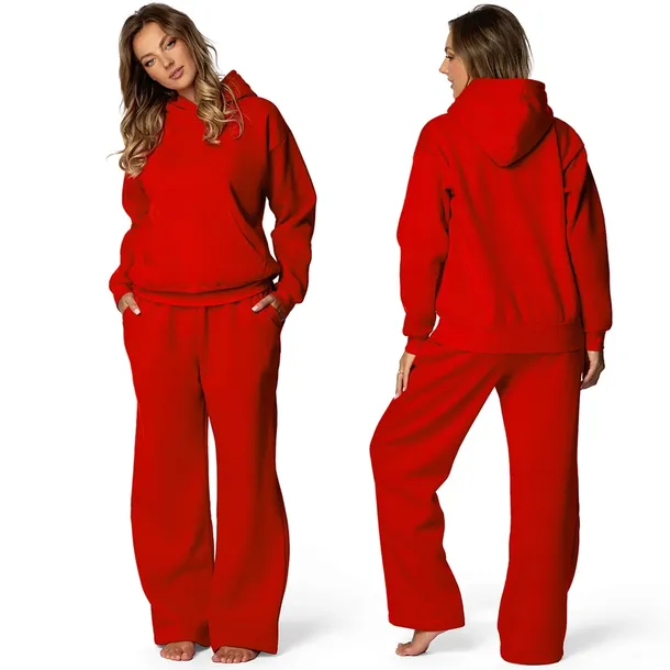 Dkaren DK-K-B9 czerwony Komplet bawełna M DRES bluza + spodnie