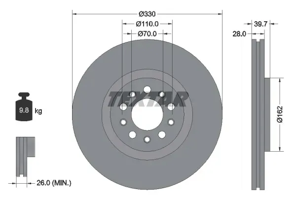 tarcze-klocki-textar-przod-tyl-alfa-159-330mm