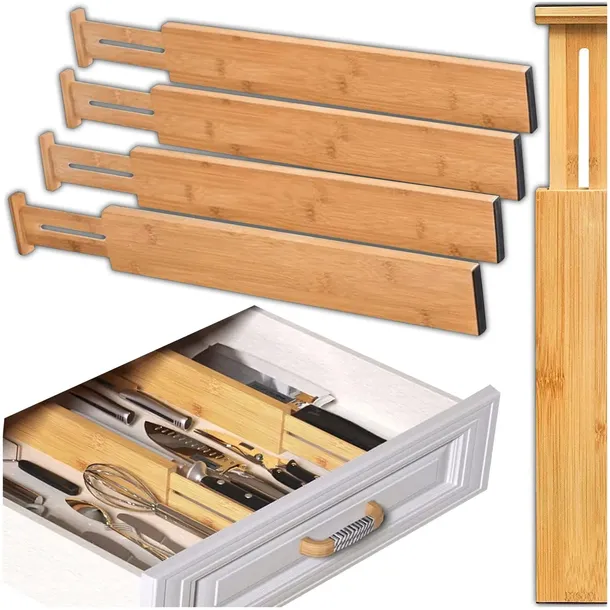 4x ORGANIZER DO SZUFLADY SZUFLAD PRZEGRÓDKA SEPARATOR PRZEGRODY BAMBUSOWE