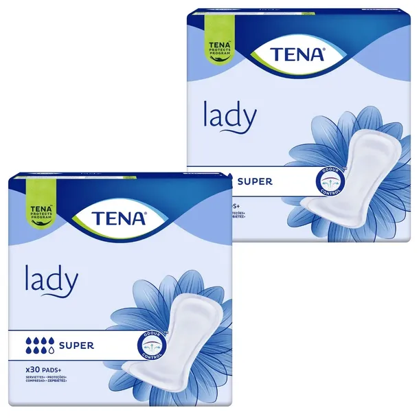 ZESTAW 2x30 wkładki podpaski KOBIET dzień noc TENA LADY SUPER urologiczne