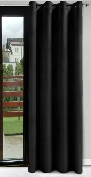 ZASŁONA WELUROWA NA PRZELOTKACH 140X250 VELVET GRUBA ZACIEMNIAJĄCA CZARNA