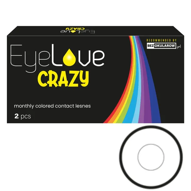 Soczewki kolorowe EyeLove CRAZY moc 0,00 WHITE ZOMBIE - halloween, cosplay