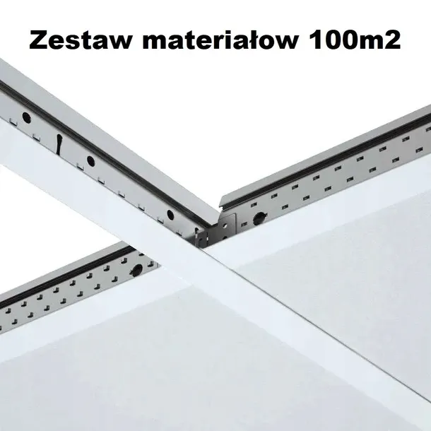 Kompletny SYSTEM sufitu podwieszanego typu ARMSTRONG Savana zestaw na 100m2