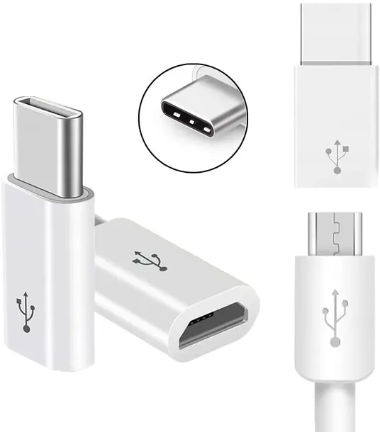 ADAPTER PRZEJŚCIÓWKA MICRO USB NA USB-C TYP C 3.1 BIAŁY SZYBKIE ŁADOWANIE