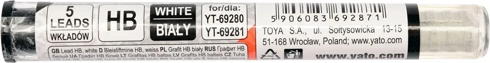 grafit-hb-bialy-5-szt