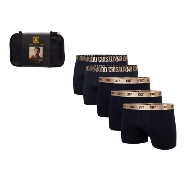 CR7 BOKSERKI MĘSKIE MAJTKI TRUNK 5 PAK GIFTBOX PREZENT CZARNE r.XL