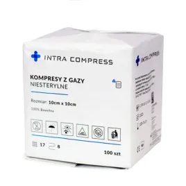 kompresy-gazowe-niejalowe-10-x-10cm-intra-compress-bawelniane-100-sztuk