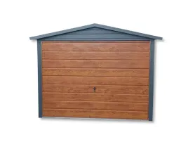 garaz-blaszany-3x5m-brama-uchylna-drewnopodobna-dach-dwuspadowy