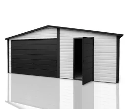 garaz-blaszany-6x5-premium-dwuspadowy-dach-bialy-grafit-brama-uchylna