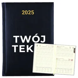 kalendarz-planer-na-rok-2025-bialy-napis-prezent-wlasny-tekst-granatowy