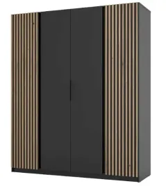 szafa-kaja-4-drzwi-lamele-200cm-x-239cm-polki-drazek-kol-czarny-mat